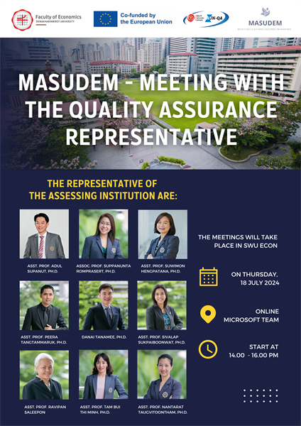 MASUDEM - Meeting with the Quality Assurance Representative  18 July 2024, always from 14.00 - 16.00, an online Microsoft Team