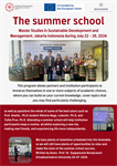 The summer school: Master Studies in Sustainable Development and Management, Jakarta Indonesia during July 22 – 26, 2024.