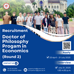 Notification for International Ph.D Recruitment  Round 2: Apply 23 April - 21 July 2025.  Interview: Ph.D. July 21, 2025 1:30-4:30 p.m.