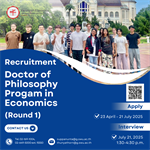 Notification for International Ph.D Recruitment  Round 1: Apply 23 April - 21 July 2025.  Interview: Ph.D. July 21, 2025 1:30-4:30 p.m.