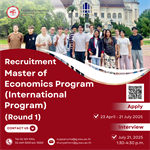 Notification for International Master's Degree Recruitment  Round 1: Apply 23 April - 21 July 2025.  Interview: July 21, 2025 1:30-4:30 p.m.